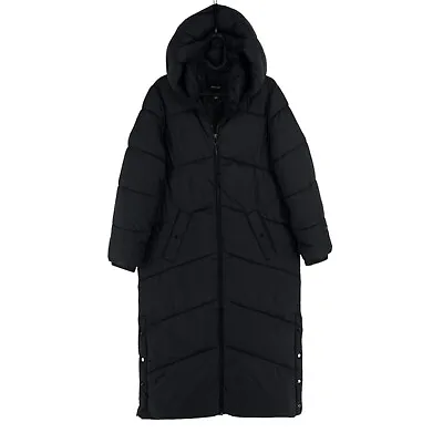 VERO MODE Black Hooded Long Puffer Jacket Coat Size S • $27.24