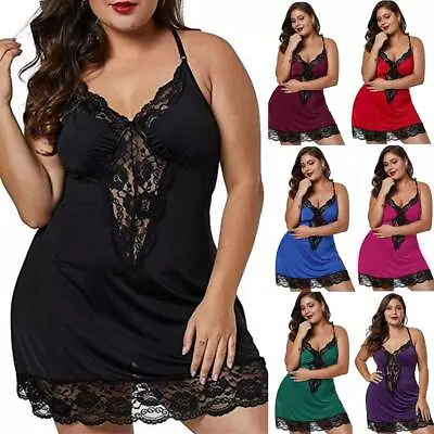 £9.29 • Buy Plus Size Womens Lace Sexy Babydoll Lingerie Nightwear Robe Nightdress Sleepwear