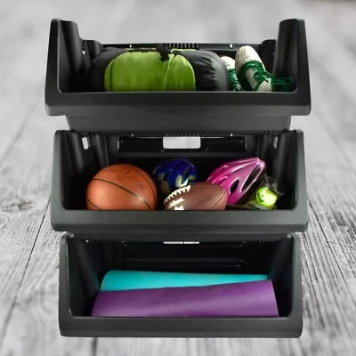 3-Pack 100 Lb Capacity Stackable Storage Bin Organizer Heavy Duty Multi Purpose • $99.95