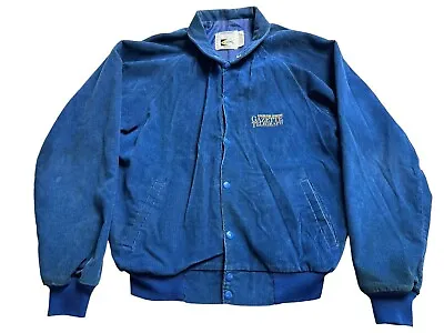 K Brand Jacket Blue Corduroy Large Snap USA Mens Vintage Colorado 80s • $53.99