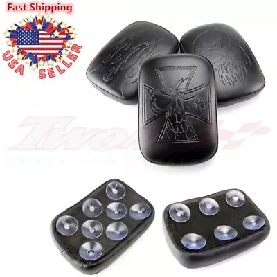 Rectangular Pillion Passenger Pad Seat 6 Suction Cup For Harley Honda Motorcycle • $16.87