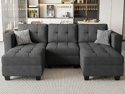 Belffin Modular Couch With Double Chaises U Shaped Sectional Sofa Dark Gary • $490