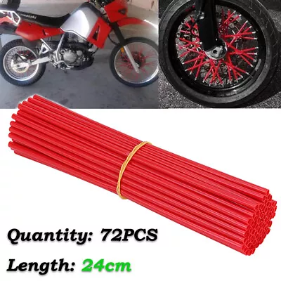 $9.50 • Buy 72Pcs Dirt Bike Spoke Covers Skins Wrap Wheel Rims Guard Protector Motocross Red