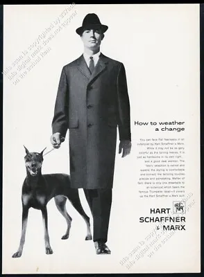 1961 Doberman Pinscher Photo Hart Schaffner & Marx Men's Coat Vintage Print Ad • $9.99