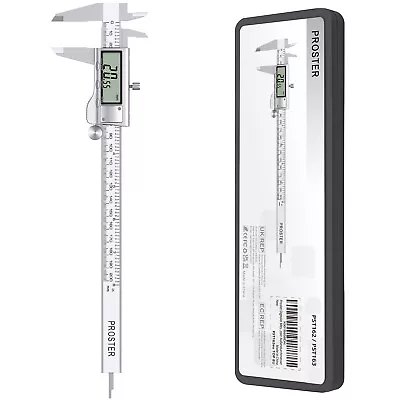 𝓟𝓻𝓸𝓼𝓽𝓮𝓻 Digital Vernier Caliper 8 /200mm Stainless Micrometer Gauge Ruler • £27.99