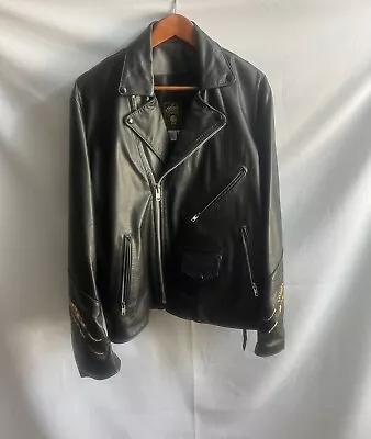 Vintage Motorcycle Jacket Gypsy Leather Snakeskin Flames Made In USA 44 XL • $199