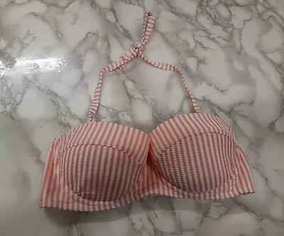 ASOS Seersucker Stripe Longline Bikini Top Size UK30C {N74} • £15