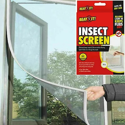 Window NET Mesh Screen FLY INSECT Mosquito Moth Insect Screen Netting White • £3.96