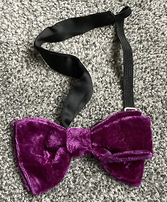 Mens Purple Bow Tie Dickie Bow Smart Tie Event Formal Elasticated Velvet Feel • £5