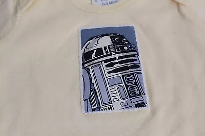 Star Wars' R2D2 One-Piece Baby Jumpsuit HAND-EMBELLISHED 0-3 MONTHS Yellow • $13