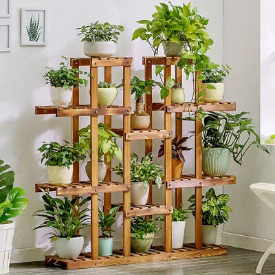 Wisfor Large Multi Tier Wood Flower Rack Garden Plant Stand Book Ladder Shelves • £40.90