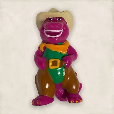Vintage Barney Cowboy Figurine 1993 Cake Topper 2.5 In PVC Toy Purple Green • $7.99