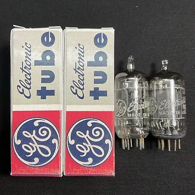 Matched Pair Ge 12ax7 Audio Vacuum Tubes Tested Vintage Long Plates 8.10359.c • $74.95