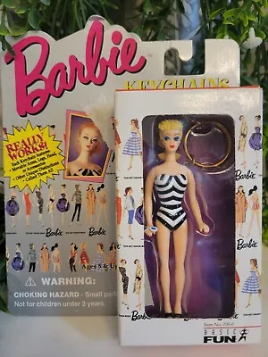 $9.99 • Buy Vintage 1995 Barbie 4  Keychain-Blonde Hair-Black/White Swimsuit-Basic Fun