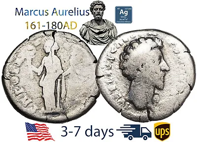 Ancient Roman Empire Coin Silver Denarius Marcus Aurelius 161 180 AD #20914 • $51.50