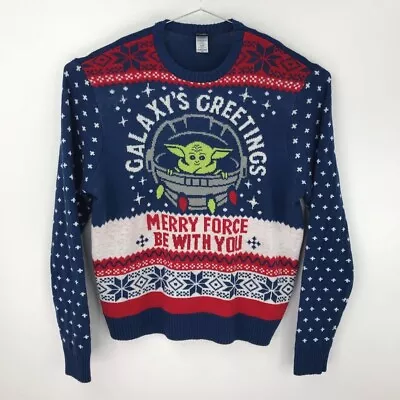 $24.99 • Buy Star Wars Christmas Sweater Blue Nordic Fair Isle Baby Yoda Mens 3XL