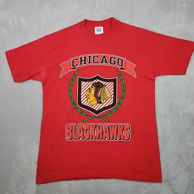 Vintage Chicago Blackhawks Shirt Mens Large Crewneck Single Stitch USA 90s Adult • $22.89