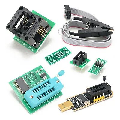 USB Ch341a Bios Eeprom Programmer + Soic8 Clip + Soic8 Adapter + 1.8v Adapter AR • £14.38