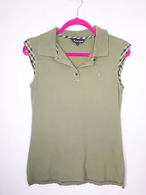 Aquascutum Ladies Khaki Sleeveless Polo Vest UKXS Smart Casual Horses • £16.99