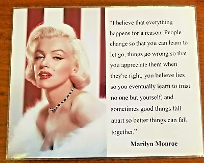 MARILYN MONROE 8  X 10  RED & WHITE PICTURE WITH QUOTE FROM HER • $15.95
