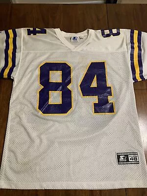 Vintage Starter Brand White 84 MOSS Vikings Jersey Adult Size 48 L • $24.99