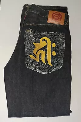 Red Monkey Company RMC Martin Ksohoh Lot 1001 Jeans Size 38x33 Black Embroidered • $109.95