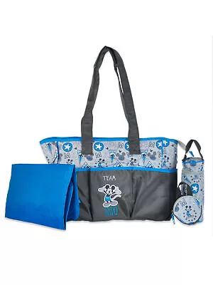 Disney Mickey Mouse 4-Piece Team Mickey Diaper Bag Set - Gray One Size • $36.99