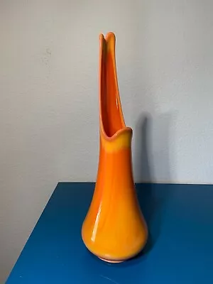 Vintage Mid Century MCM Large LE Smith Bittersweet Swung Slag Glass Vase 17” • $285