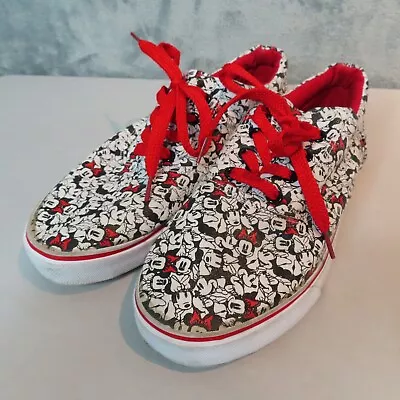 Mickey & Minnie Mouse Canvas Tennis Shoes Womens Sz 10 Disney Red Black White • $12.88