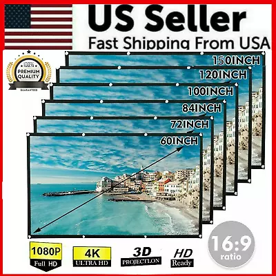 Portable Foldable Projector Screen 16:9 HD Outdoor Home Cinema Theater 3D Movie • $21.02