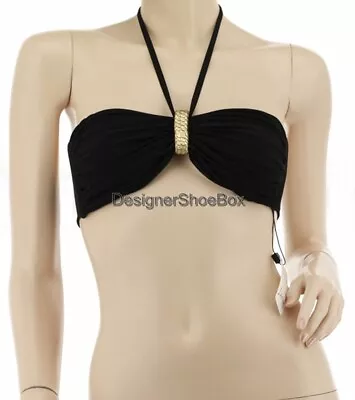 $85 LENNY Designer Black Python Bandeau Bikini Swim Suit Top US L  • $24.99