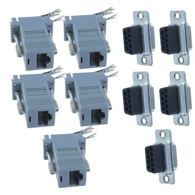 £6.95 • Buy 5* DB9 9 Pin RS232 Serial Port Female To RJ45 F Network Adapter Converter 8P8C