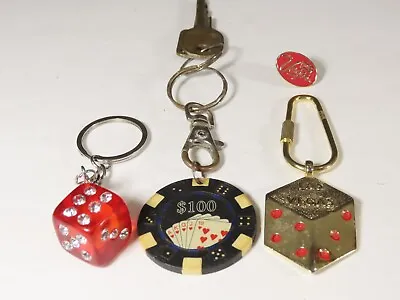 Vintage Casino Las Vegas Keychains Hat Pin Chip Dice Lot C4078 • $6.19