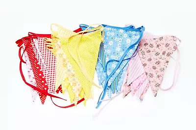 £4.25 • Buy Fabric BUNTING - Garden Home Birthday Party Showers 3.2M 12 Double Sided Flags 