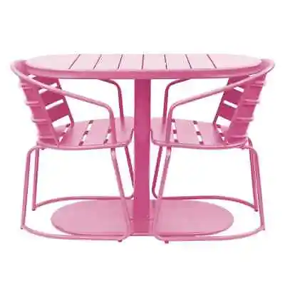 Iris 3 Pce Outdoor Garden Patio Decking Balcony Table & Chair Bistro Set In PINK • £169.99