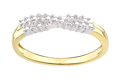 £19.95 • Buy 9ct Yellow Gold On Silver Diamond Crossover Eternity Ring Sizes J - V