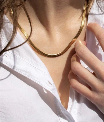 £6.50 • Buy High Quality Gold Plated Snake Chain , Flat Snake Chain Necklace Men/Women UK