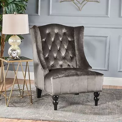 Talisa Winged High-Back Tufted New Velvet Club Chair • $281.59