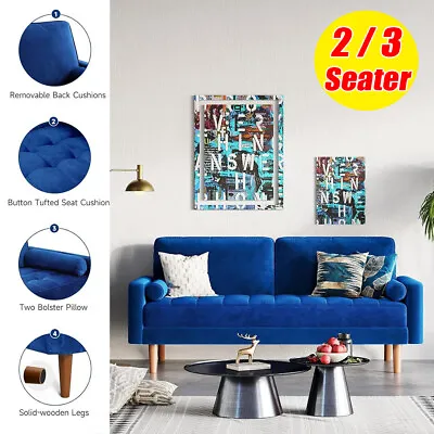 2/3 Seater Velvet Sofa Modern Couch Love Seat Settee Home Office 148CM/176CM • £189.99