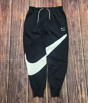 Nike Joggers Mens Large Big Swoosh Tech Fleece Sweatpants Black White DH1023-010 • $99.97