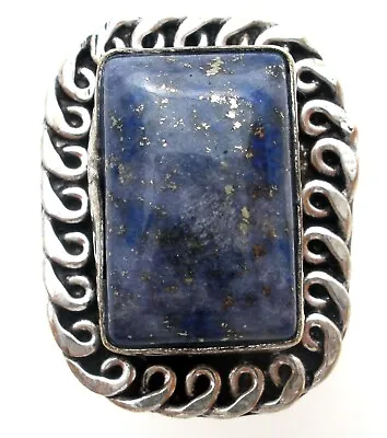 Denim Lapis Lazuli Ring Sterling Silver Size 8 Vintage Blue Gemstone Jewelry • $75.60