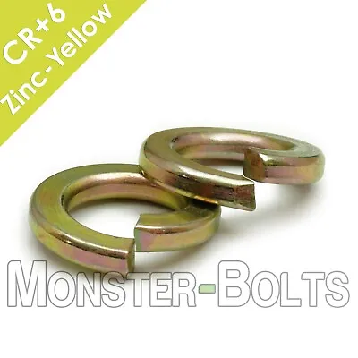 Split Lock Washers Thru Hardened Alloy Zinc Yellow 1/4 5/16 3/8 7/16 1/2 3/4 • $131.09