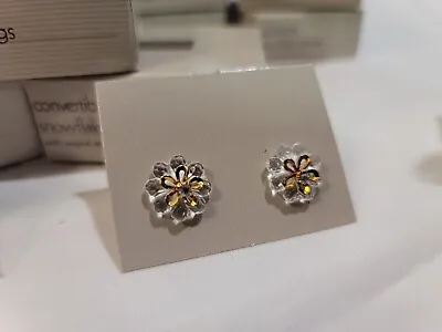 Vintage Avon Convertible Snowflake Earrings With Surgical Steel Posts NOS NIB • $8.99