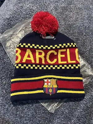 FC Barcelona Barca Winter Hat Cap Beanie Pom Blue Red Football Soccer Mens • $15