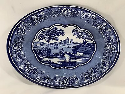 Vintage Blue & White Daher Decorated Ware Oval Tin Tray #11101 Made In England • $12