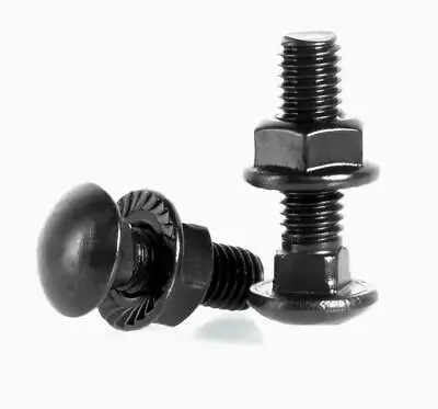 Set Black M3- M12 STAINLESS STEEL A2 CARRIAGE BOLTS +CUP SQUARE COACH SCREW NUTS • £2.99