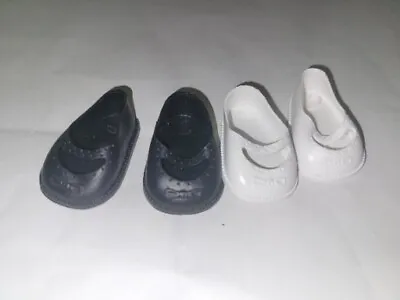 Mary Janes Doll Shoes Lot Black & White Molded Bow  Size 3 1/2  Made In USA  • $15.66