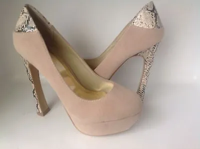 NEW MIXX SHUZ BEIGE KID SUEDE/SNAKESKIN  ANGIE-07  PUMPS SZ 6.5Medium (B M) • $24