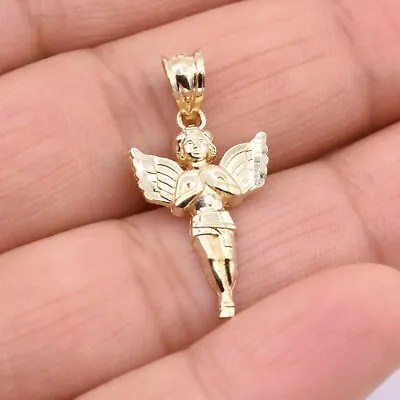 1  Praying Baby Angel Diamond Cut Pendant Real Solid 10K Yellow Gold • $123.74