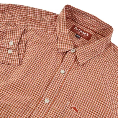 Simms Mens XXL Performance Fishing Shirt Long Sleeve Button Down Wicking Orange • $24.99